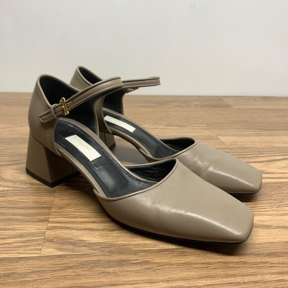 suzanne rae Brown Mary Jane leather coquette block heel shoes Size 39 US 9 Heels - Picture 1 of 12